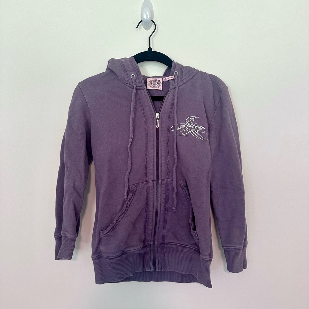 Vintage Juicy Couture Purple Hooded Jacket with Full-Length Zipper